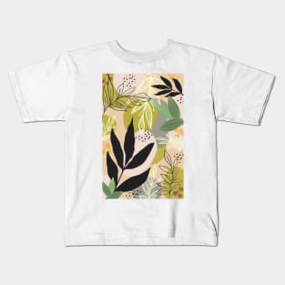 Peach Modern Abstract leaves Kids T-Shirt